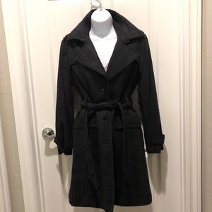 Banana Republic Black plaid wool trench coat